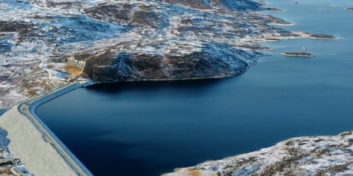 Lake and dam from above