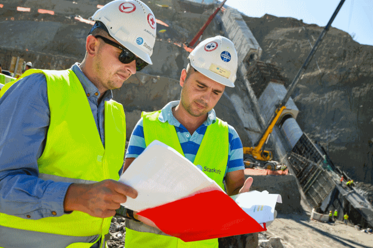 People working at construction site